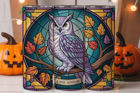 Stained Glass Owl 20oz Tumbler Wrap Sublimation PixelChick 