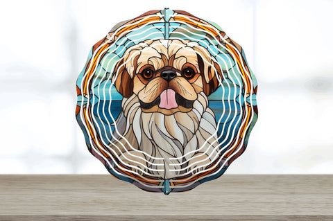 Stained Glass Pekingese Dog Wind Spinner Sublimation Regulrcrative 