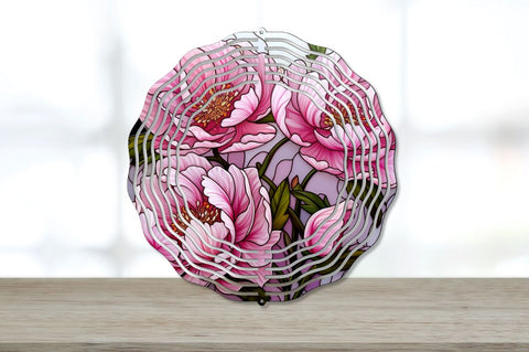 Stained Glass Peony Flowers Wind Spinner Sublimation Bundle Sublimation Regulrcrative 