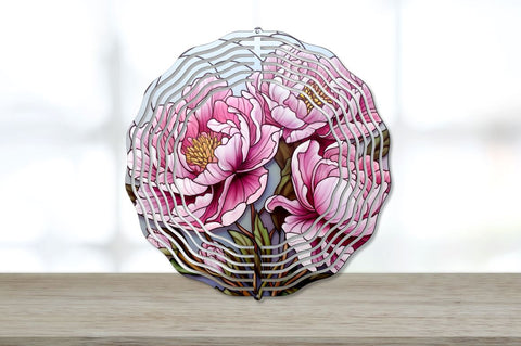 Stained Glass Peony Flowers Wind Spinner Sublimation Bundle Sublimation Regulrcrative 