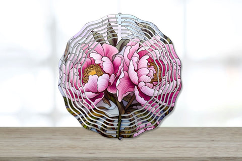 Stained Glass Peony Flowers Wind Spinner Sublimation Bundle Sublimation Regulrcrative 