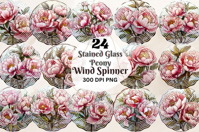 Stained Glass Peony Wind Spinner Sublimation Designs Bundle Sublimation Regulrcrative 