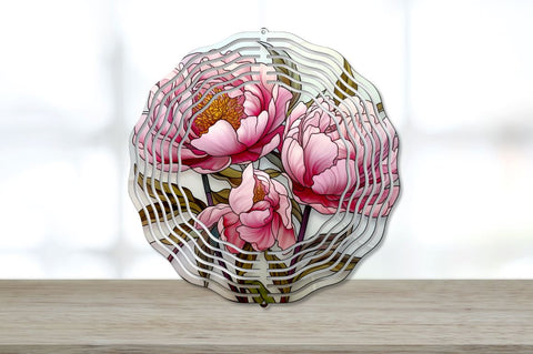 Stained Glass Peony Wind Spinner Sublimation Designs Bundle Sublimation Regulrcrative 