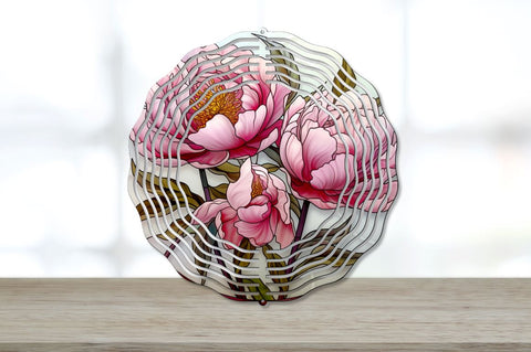Stained Glass Peony Wind Spinner Sublimation Designs Bundle Sublimation Regulrcrative 