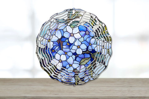 Stained Glass Periwinkle Flowers Wind Spinner Sublimation Bundle Sublimation Regulrcrative 