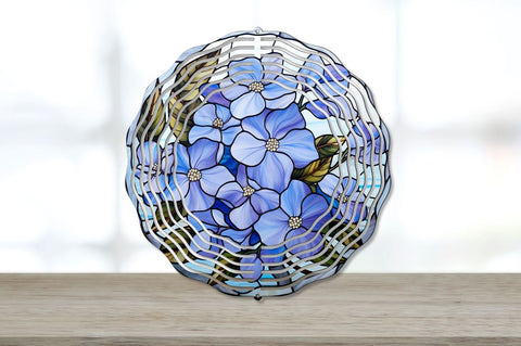 Stained Glass Periwinkle Flowers Wind Spinner Sublimation Bundle Sublimation Regulrcrative 