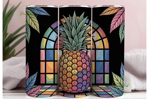 Stained Glass Pineapple 20oz Tumbler Sublimation PixelChick 