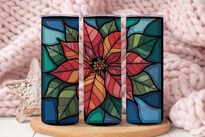 Stained Glass Poinsettia 20oz Tumbler Sublimation DesignSVG 