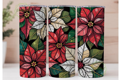 Stained Glass Poinsettia 20oz Tumbler Sublimation PixelChick 