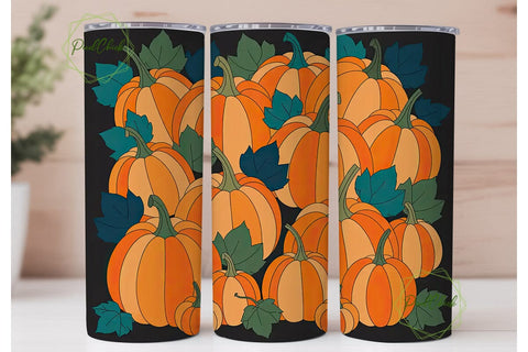 Stained Glass Pumpkins 20oz Tumbler Wrap Sublimation PixelChick 