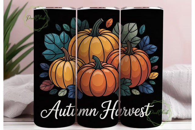 Stained Glass Pumpkins 20oz Tumbler Wrap Sublimation PixelChick 