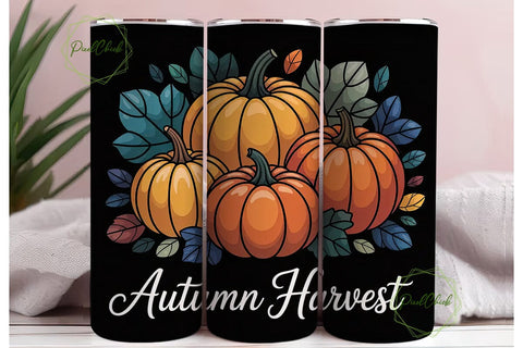 Stained Glass Pumpkins 20oz Tumbler Wrap Sublimation PixelChick 