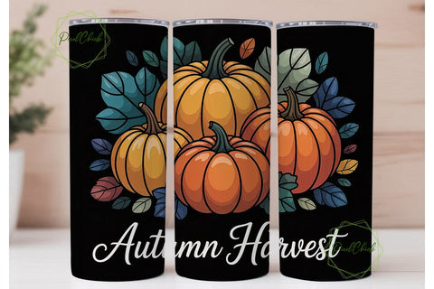 Stained Glass Pumpkins 20oz Tumbler Wrap Sublimation PixelChick 