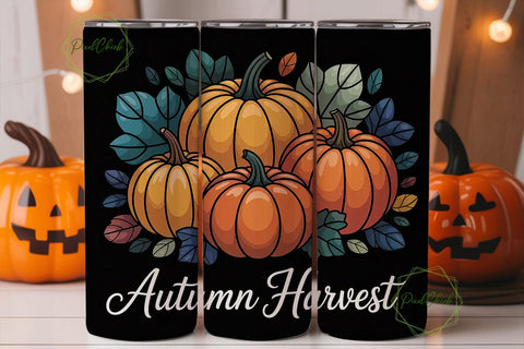 Stained Glass Pumpkins 20oz Tumbler Wrap Sublimation PixelChick 