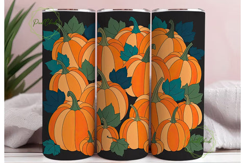 Stained Glass Pumpkins 20oz Tumbler Wrap Sublimation PixelChick 