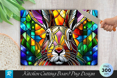 Stained Glass Rabbit Background Cutting Board Sublimation Regulrcrative 