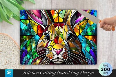 Stained Glass Rabbit Background Cutting Board Sublimation Regulrcrative 