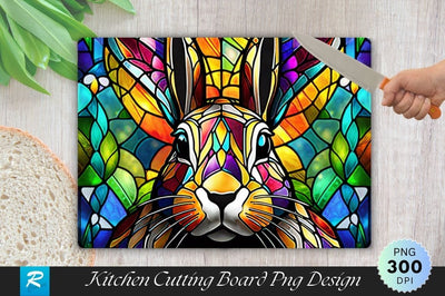 Stained Glass Rabbit Background Cutting Board Sublimation Regulrcrative 