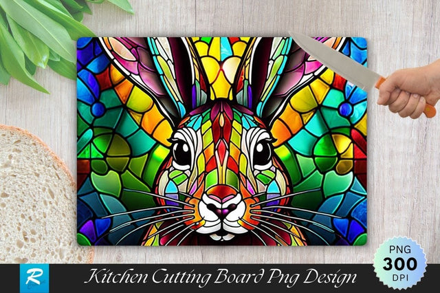 Stained Glass Rabbit Background Cutting Board Sublimation Regulrcrative 