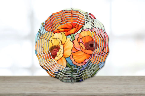 Stained Glass Ranunculus Flowers Wind Spinner Bundle Sublimation Regulrcrative 