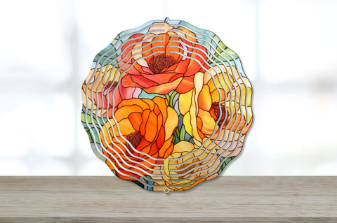Stained Glass Ranunculus Flowers Wind Spinner Bundle Sublimation Regulrcrative 