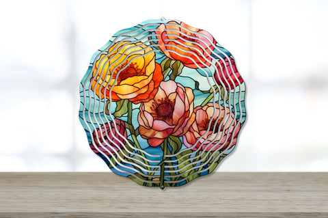 Stained Glass Ranunculus Wind Spinner Bundle Sublimation Regulrcrative 