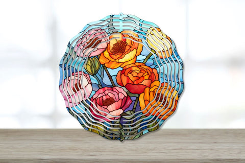 Stained Glass Ranunculus Wind Spinner Bundle Sublimation Regulrcrative 