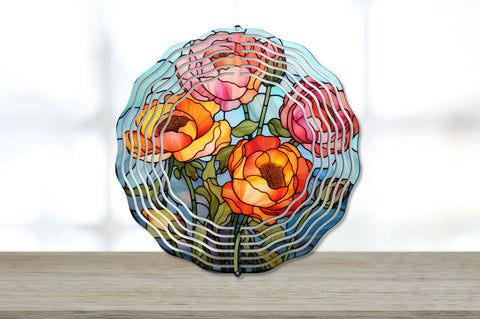 Stained Glass Ranunculus Wind Spinner Bundle Sublimation Regulrcrative 
