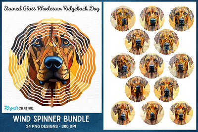 Stained Glass Rhodesian Ridgeback Dog Wind Spinner Bundle Sublimation Regulrcrative 