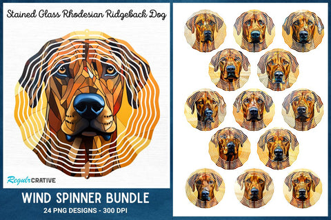 Stained Glass Rhodesian Ridgeback Dog Wind Spinner Bundle Sublimation Regulrcrative 