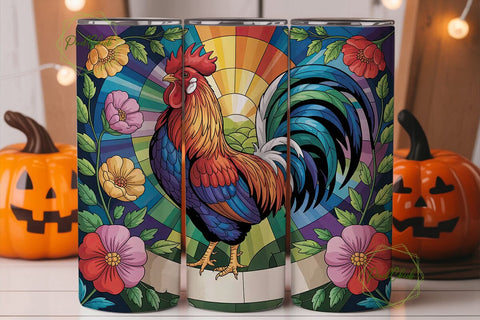 Stained Glass Rooster 20oz Tumbler Wrap Sublimation PixelChick 