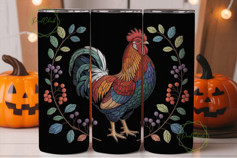 Stained Glass Rooster 20oz Tumbler Wrap Sublimation PixelChick 