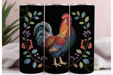 Stained Glass Rooster 20oz Tumbler Wrap Sublimation PixelChick 