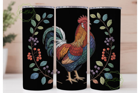 Stained Glass Rooster 20oz Tumbler Wrap Sublimation PixelChick 