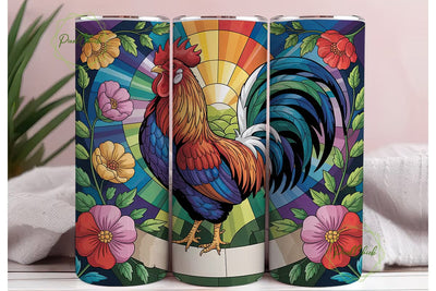 Stained Glass Rooster 20oz Tumbler Wrap Sublimation PixelChick 