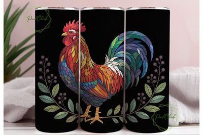 Stained Glass Rooster 20oz Tumbler Wrap Sublimation PixelChick 
