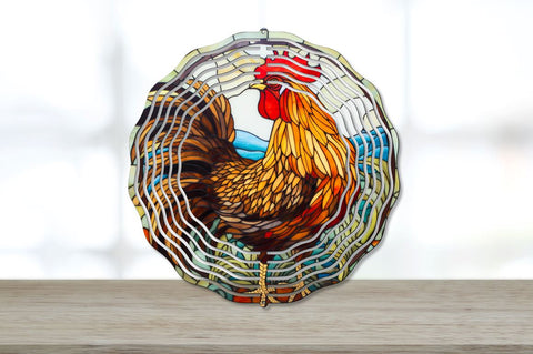 Stained Glass Rooster Wind Spinner Sublimation Bundle Sublimation Regulrcrative 
