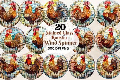 Stained Glass Rooster Wind Spinner Sublimation Bundle Sublimation Regulrcrative 