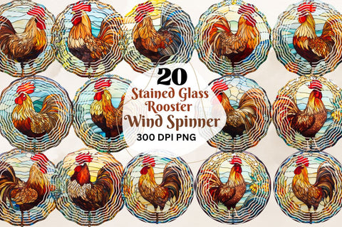 Stained Glass Rooster Wind Spinner Sublimation Bundle Sublimation Regulrcrative 
