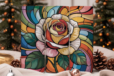Stained Glass Rose 20oz Tumbler Wrap Sublimation DesignSVG 