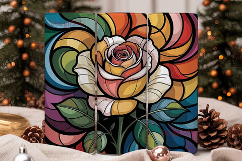 Stained Glass Rose 20oz Tumbler Wrap Sublimation DesignSVG 