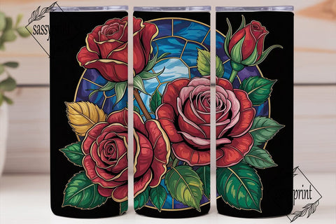 Stained Glass Rose 20oz Tumbler Wrap Sublimation sassyprint 