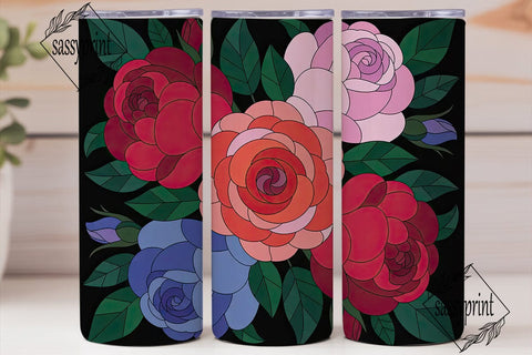 Stained Glass Rose 20oz Tumbler Wrap Sublimation sassyprint 