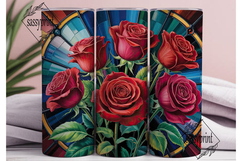 Stained Glass Rose 20oz Tumbler Wrap Sublimation sassyprint 