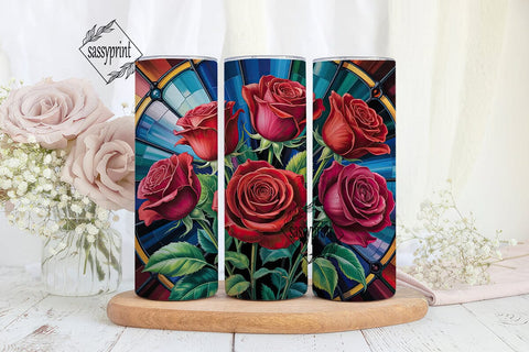 Stained Glass Rose 20oz Tumbler Wrap Sublimation sassyprint 