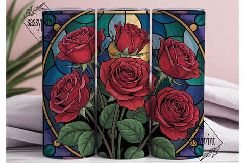 Stained Glass Rose 20oz Tumbler Wrap Sublimation sassyprint 