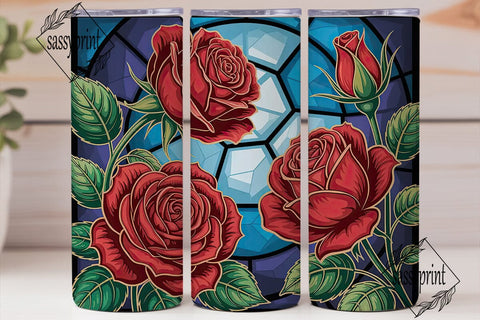 Stained Glass Rose 20oz Tumbler Wrap Sublimation sassyprint 