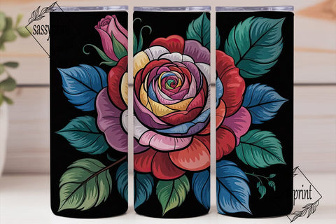 Stained Glass Rose 20oz Tumbler Wrap Sublimation sassyprint 