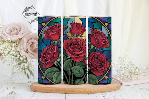 Stained Glass Rose 20oz Tumbler Wrap Sublimation sassyprint 