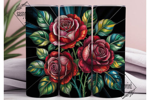Stained Glass Rose 20oz Tumbler Wrap Sublimation sassyprint 